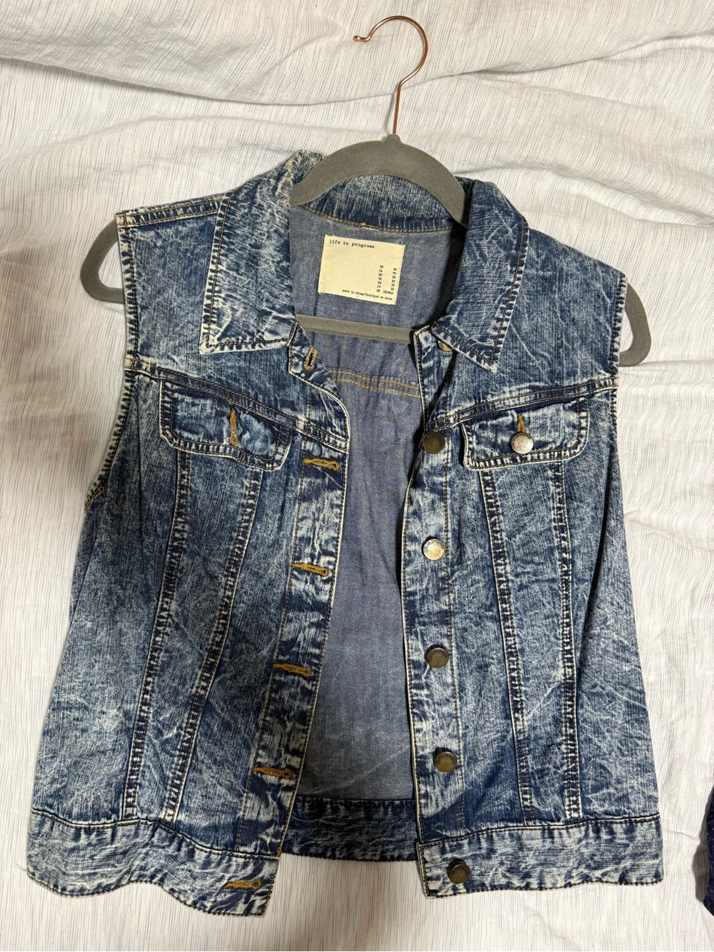 life in progress Acid Wash Blue Denim Vest Jacket